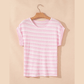 Udelle Pink Striped Print Waffle Knit T Shirt