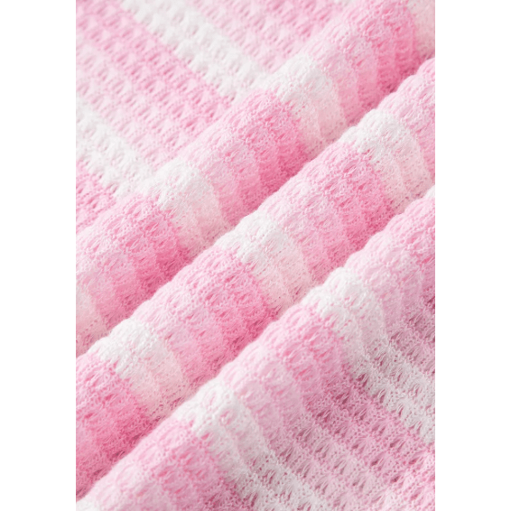 Udelle Pink Striped Print Waffle Knit T Shirt