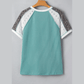Crystal Green Bay Color Block Lace Leopard Patchwork Twisted Ribbed Tee