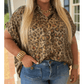Khari Gold Plus Size Leopard Print Short Sleeve Dolman Shirt