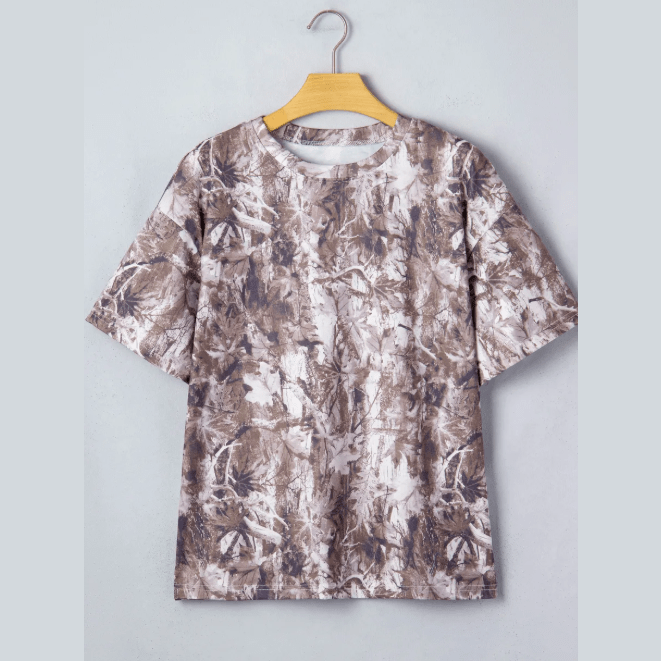 Lindy Khaki Camouflage Woodland Print Drop Shoulder Tunic Tee