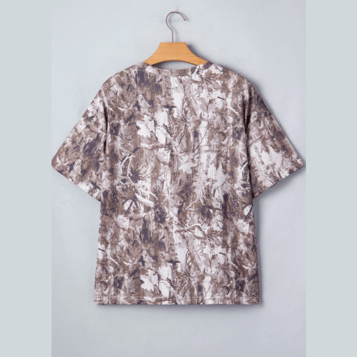 Lindy Khaki Camouflage Woodland Print Drop Shoulder Tunic Tee