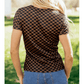 Anslee Black Checkerboard Round Neck Summer T Shirt