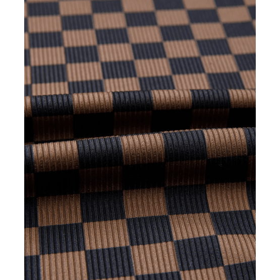 Anslee Black Checkerboard Round Neck Summer T Shirt