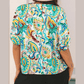 Chesley Green Boho Paisley Floral Printed Puff Sleeve Blouse