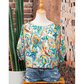 Chesley Green Boho Paisley Floral Printed Puff Sleeve Blouse