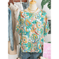Chesley Green Boho Paisley Floral Printed Puff Sleeve Blouse