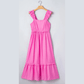 Maisyn Hot Pink Ruffle Trim High Waist Sleeveless Maxi Dress