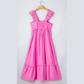 Maisyn Hot Pink Ruffle Trim High Waist Sleeveless Maxi Dress