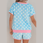 Brooke Blue Polka Dot Contrast Edge Casual Short Set