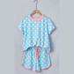 Brooke Blue Polka Dot Contrast Edge Casual Short Set