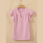 Palisa Red Stripe Frilly Split Neck Double Ruffled Short Sleeve Blouse