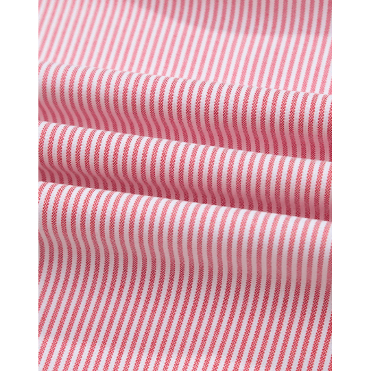 Palisa Red Stripe Frilly Split Neck Double Ruffled Short Sleeve Blouse