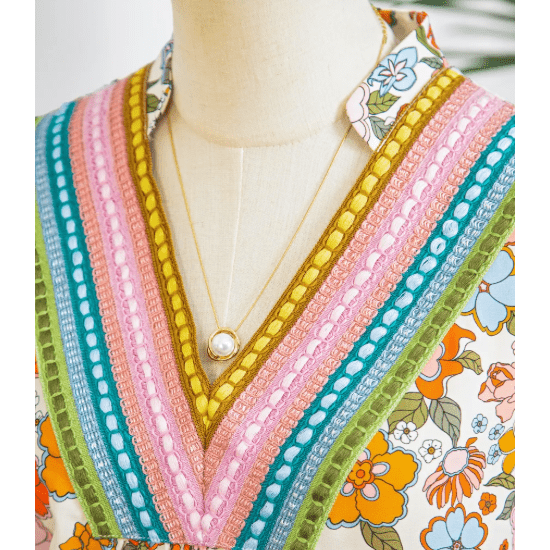 Jasey Multicolour Crochet V Neckline Puff Sleeve Boho Flower Blouse