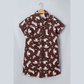 Mary Lou Brown Cowgirl Print Raw Edge Button Down Short Denim Dress