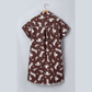 Mary Lou Brown Cowgirl Print Raw Edge Button Down Short Denim Dress
