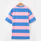 Selina Pink Striped Color Block Oversize Tunic Tee