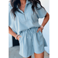Tiffani Half Zip Loose Short Sleeve Sweatshirt 2pcs Set
