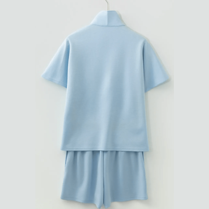 Tiffani Half Zip Loose Short Sleeve Sweatshirt 2pcs Set
