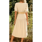 Kannon Contrast Shirred Elastic Waist Short Sleeve Midi Dress