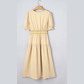 Kannon Contrast Shirred Elastic Waist Short Sleeve Midi Dress
