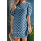 SALE!!!  Jasleen Sky Blue Frayed Hem Checkered Denim Mini Dress