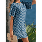 SALE!!!  Jasleen Sky Blue Frayed Hem Checkered Denim Mini Dress