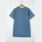 SALE!!!  Jasleen Sky Blue Frayed Hem Checkered Denim Mini Dress