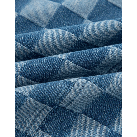 SALE!!!  Jasleen Sky Blue Frayed Hem Checkered Denim Mini Dress