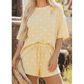 Lyanna Yellow Exposed Seam Detail Polka Dot Loose Tee Drawstring Shorts Set