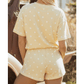 Lyanna Yellow Exposed Seam Detail Polka Dot Loose Tee Drawstring Shorts Set