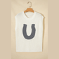 White Crochet Horseshoe Short Sleeve Knit Sweater
