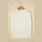 White Crochet Horseshoe Short Sleeve Knit Sweater