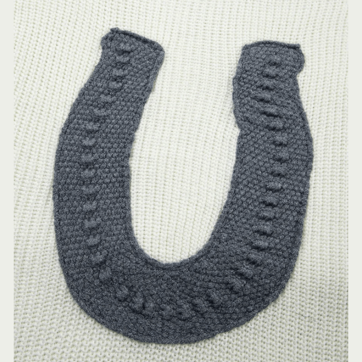White Crochet Horseshoe Short Sleeve Knit Sweater