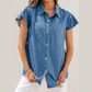 Mansi Dusk Blue Ruffled Short Sleeve Denim Shirt