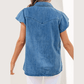 Mansi Dusk Blue Ruffled Short Sleeve Denim Shirt