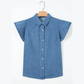 Mansi Dusk Blue Ruffled Short Sleeve Denim Shirt