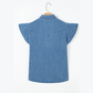 Mansi Dusk Blue Ruffled Short Sleeve Denim Shirt