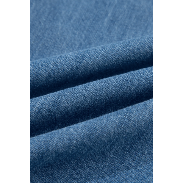 Mansi Dusk Blue Ruffled Short Sleeve Denim Shirt