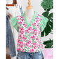 Jayleen Floral Print Striped Ruffle Trim V Neck Blouse