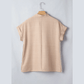 Angelie Parchment Crochet Lace Accent Pullover Rolled Short Sleeve Blouse