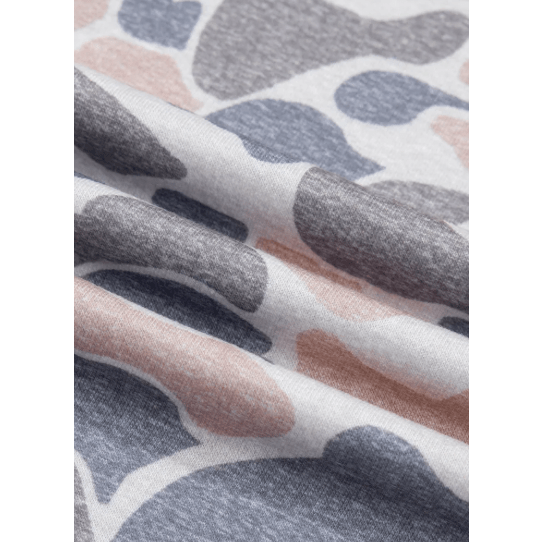 Marenda Camouflage Print Denim Color Block Sleeve Casual Tee
