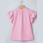 Chanler Stripe Short Bubble Sleeve Split V Neck Blouse