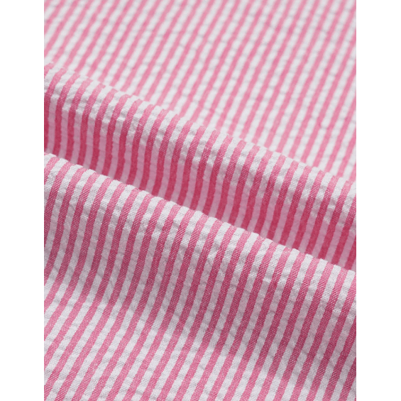 Chanler Stripe Short Bubble Sleeve Split V Neck Blouse