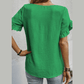 Jeri Green Ruffle Trim Short Sleeve Blouse