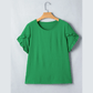 Jeri Green Ruffle Trim Short Sleeve Blouse