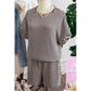 Kenna Grey Leopard Trim Twist Ribbed Short Set