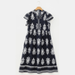 SALE!!!  Adrianna Blue Western Ethnic Print Notched Neck Short Sleeve Midi Dress