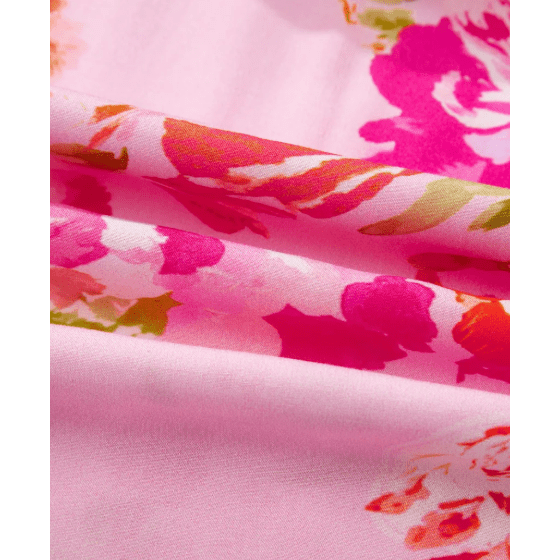 Baylee Floral Half Sleeve Striped Trim V Neck Blouse