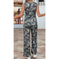 Moesha Green Camouflage Print Slim Tank Drawstring Pant Set
